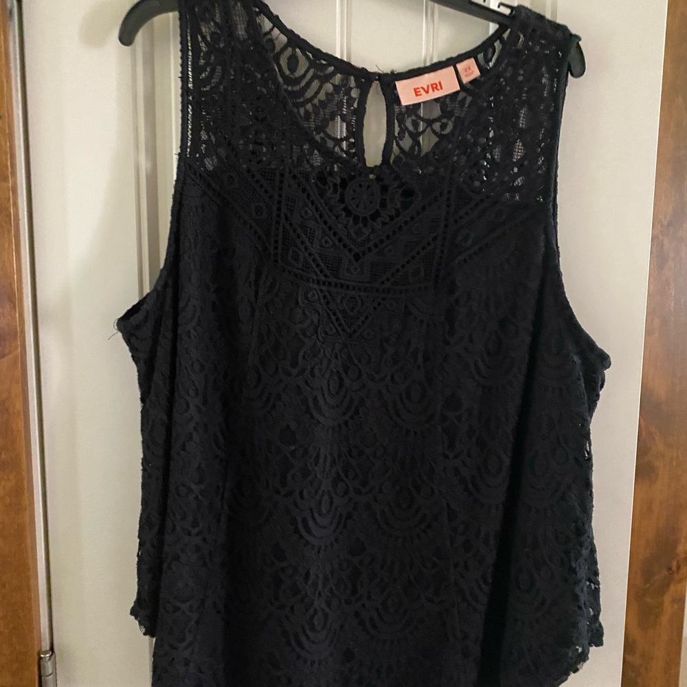 Lace Tank By EVRI - Worn Once - Black - Size 2X - Beautiful